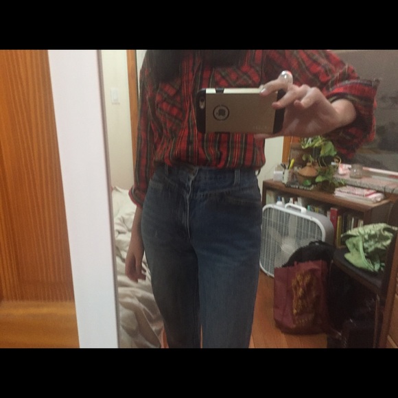 Red plaid flannel button down shirt - Picture 3 of 4